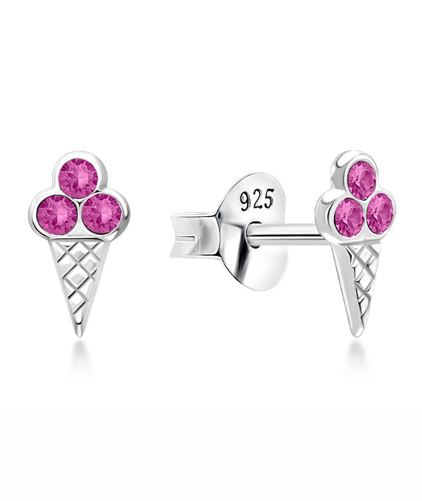 Cute Ice Cream Design Sterling Silver Stud Earring.