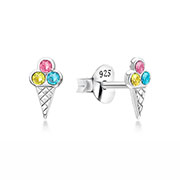 Cute Ice Cream Design Sterling Silver Stud Earrings for Fun Style