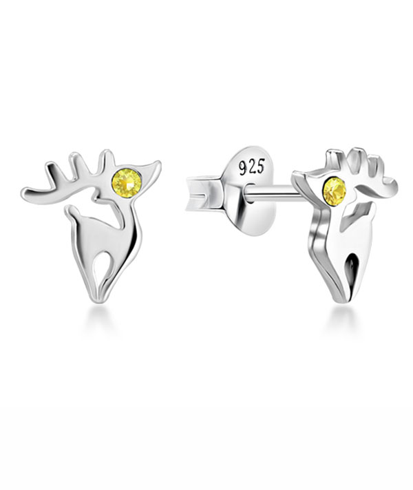 Sterling Silver Deer Stud Earrings