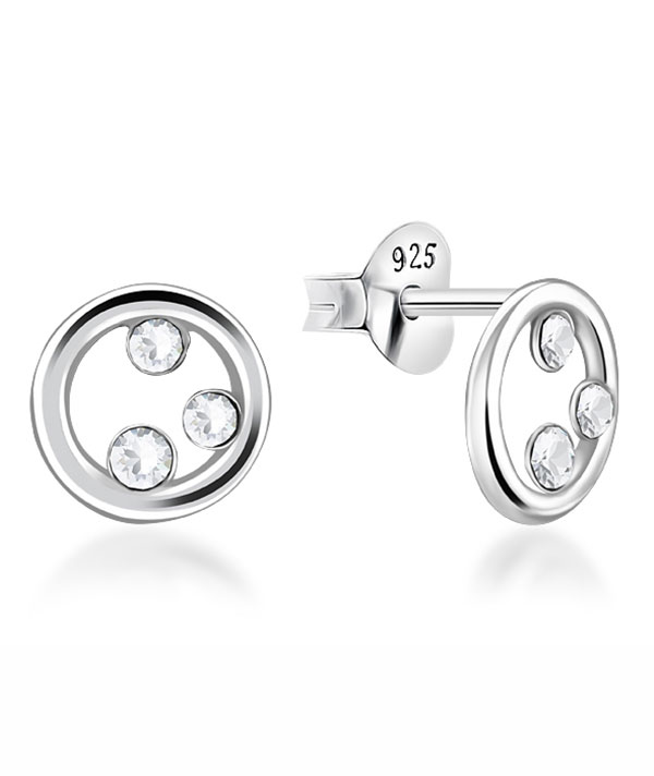 925 Sterling silver stud with crystals.