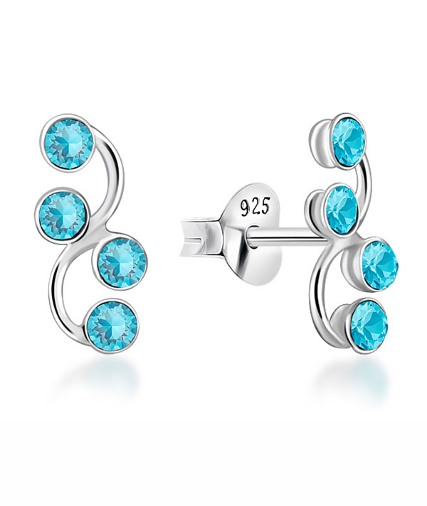 925 Sterling silver stud with crystals.