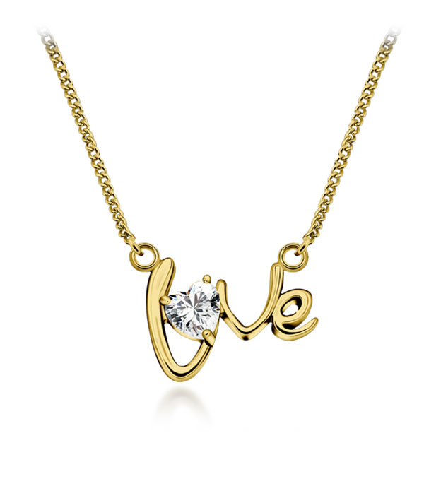 Gold plated sterling silver necklace with cubic zircon.