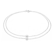 925 Sterling silver anklet with synthetic pearl.