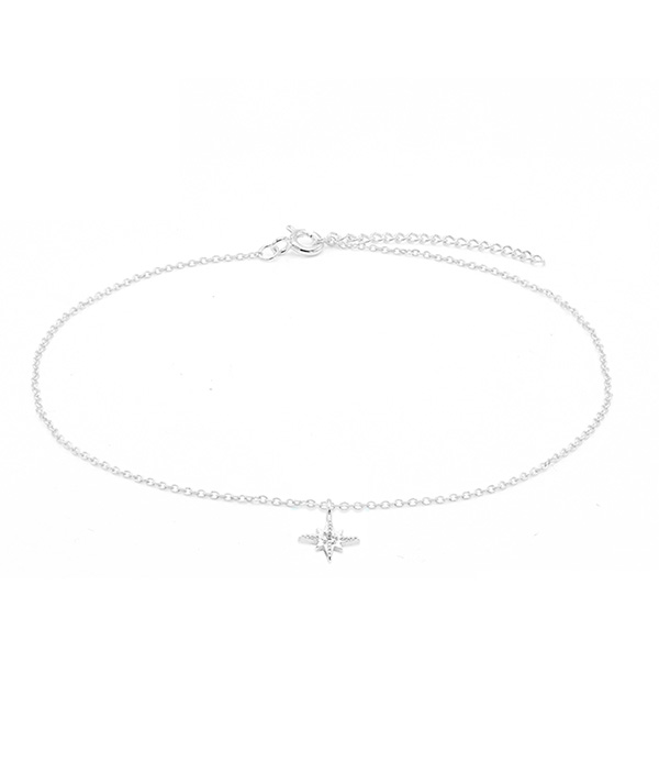 925 Sterling silver anklet with cubic zircon.