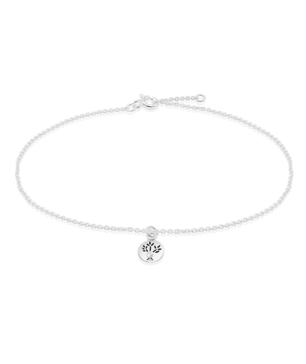 925 Sterling silver anklet with crystal.