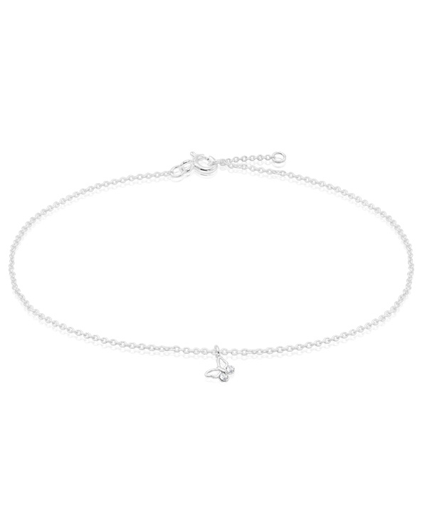 925 Sterling silver anklet with crystal.