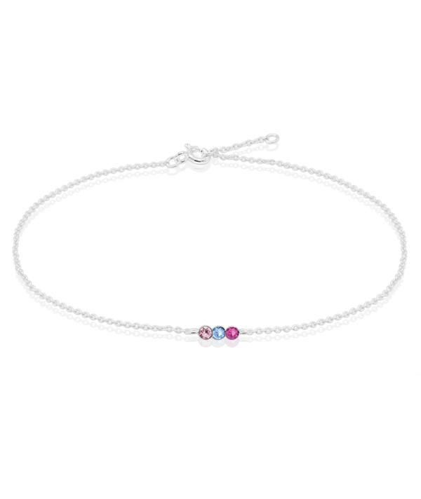 925 Sterling silver anklet with crystal.