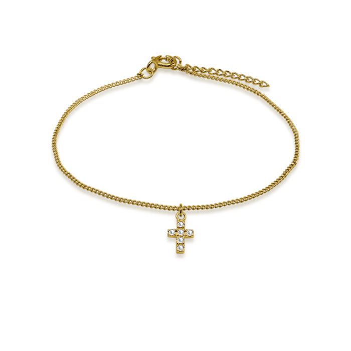 Gold plated sterling silver bracelet with cubic zircon.