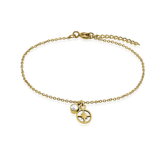 Gold plated sterling silver bracelet with cubic zircon.