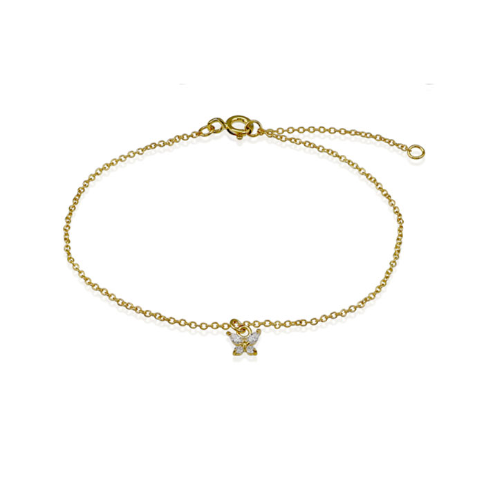 Gold plated sterling silver bracelet with cubic zircon.