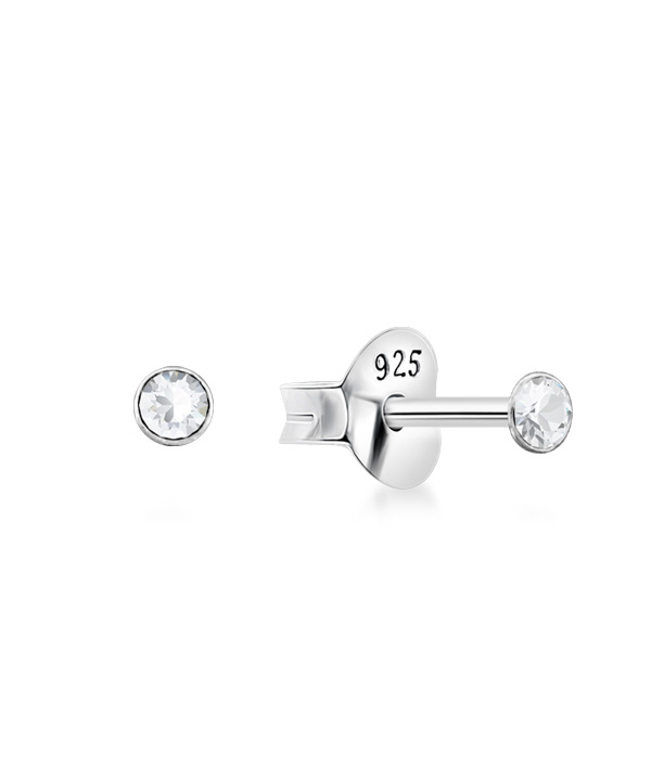 925 Sterling silver stud with crystals.