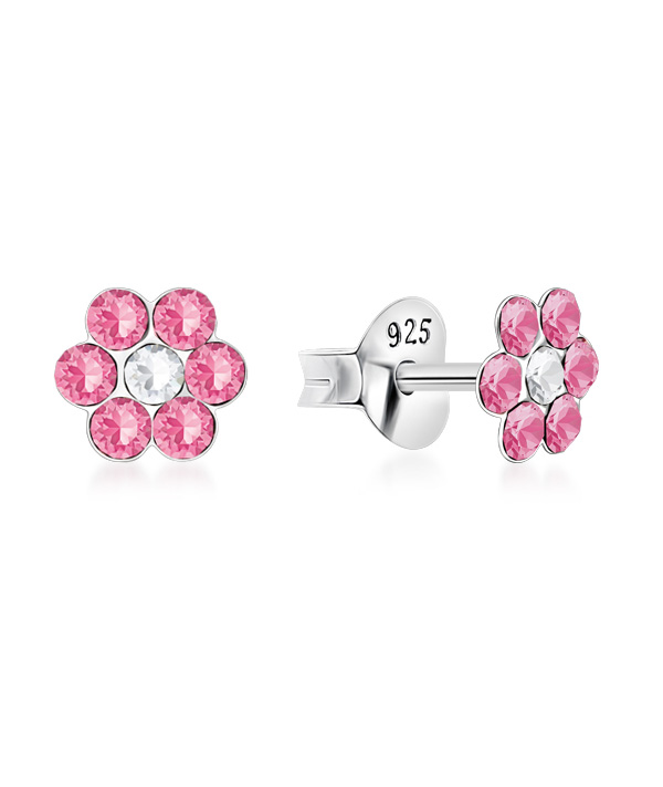 925 Sterling silver stud with crystals.