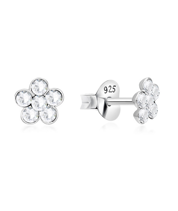 925 Sterling silver stud with crystals.