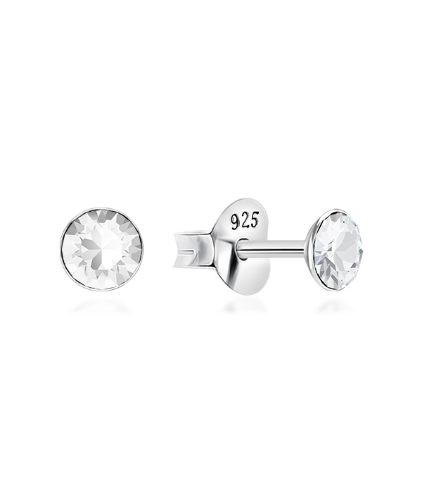 925 Sterling silver stud with crystals.