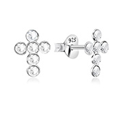 925 Sterling silver stud with crystals.