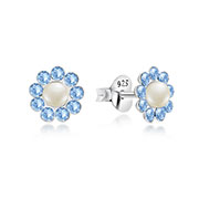 925 Sterling silver stud with crystals.