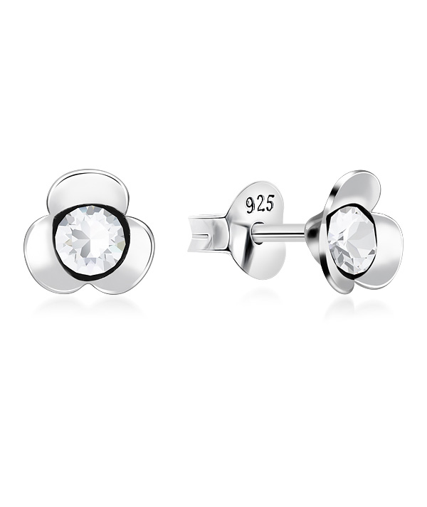 925 Sterling silver stud with crystals.