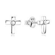925 Sterling silver stud with crystals.