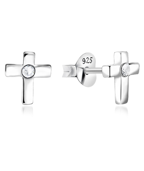 925 Sterling silver stud with crystals.