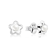 925 Sterling silver stud with synthetic pearl.