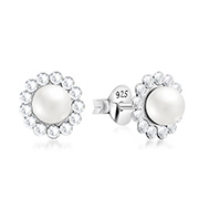 925 Sterling silver stud with synthetic pearl.