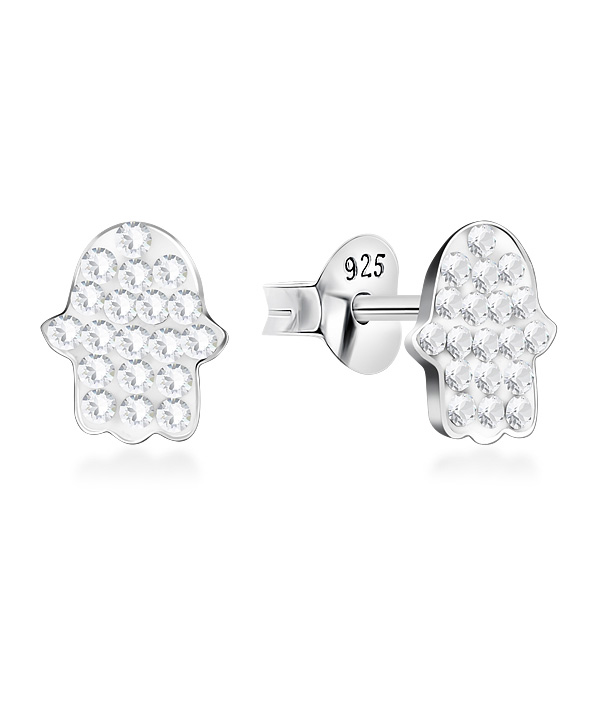925 sterling silver multi crystals stud.