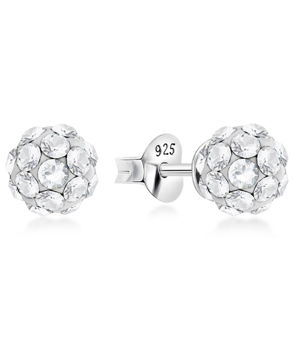 925 sterling silver multi crystals stud.