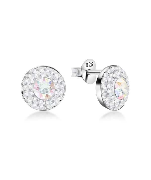 925 Sterling silver stud with multi crystals.