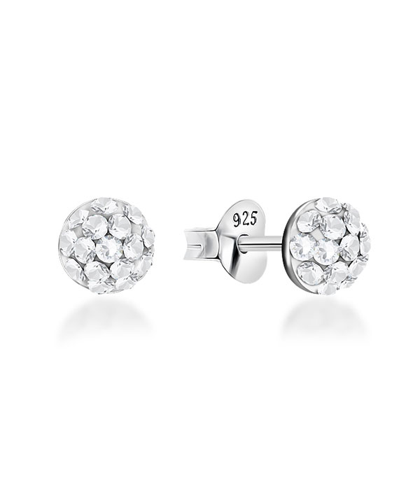 925 Sterling silver stud with multi crystals.