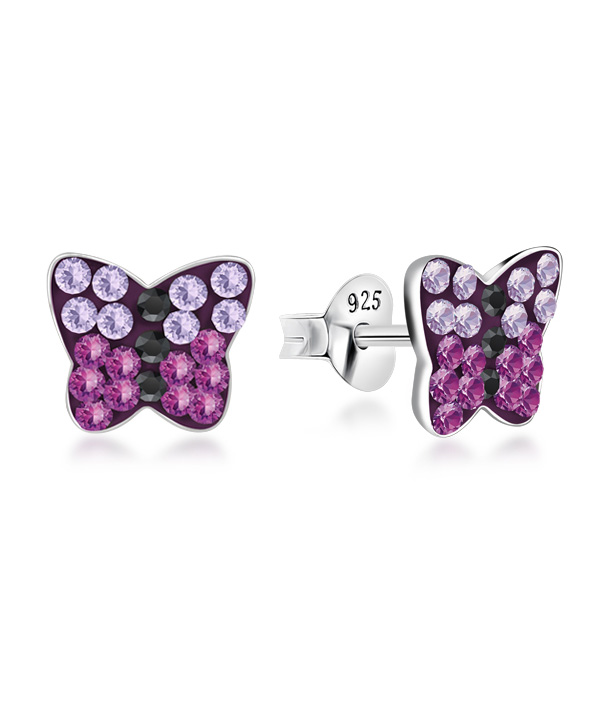 925 sterling silver multi crystals stud.