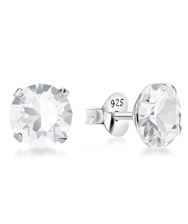 925 Sterling silver stud with crystals.