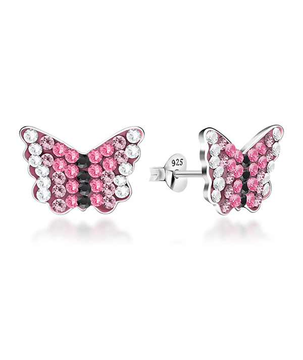 925 sterling silver multi crystals stud.