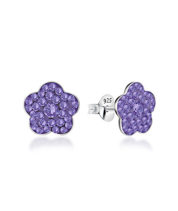 925 Sterling silver stud with multi crystals.