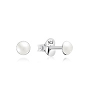 925 Sterling silver stud with synthetic pearl.
