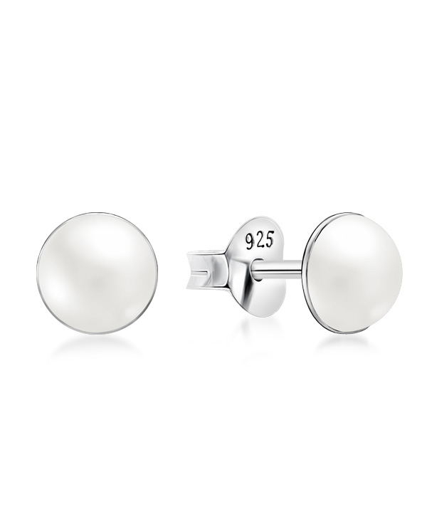 925 Sterling silver stud with synthetic pearl.