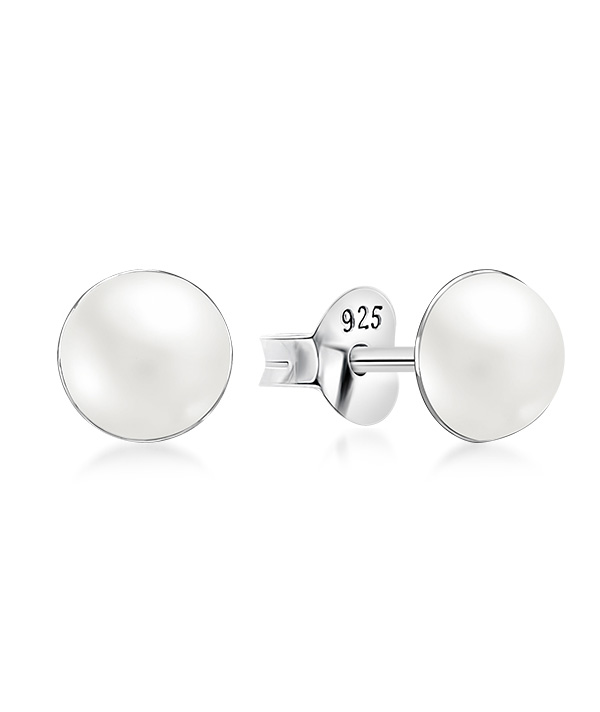 925 Sterling silver stud with synthetic pearl.