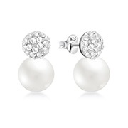 925 Sterling silver stud with synthetic pearl.