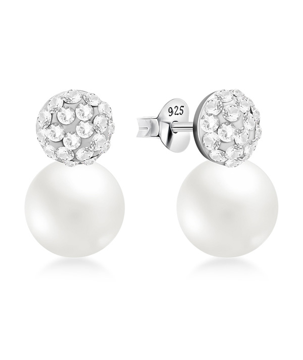 925 Sterling silver stud with synthetic pearl.