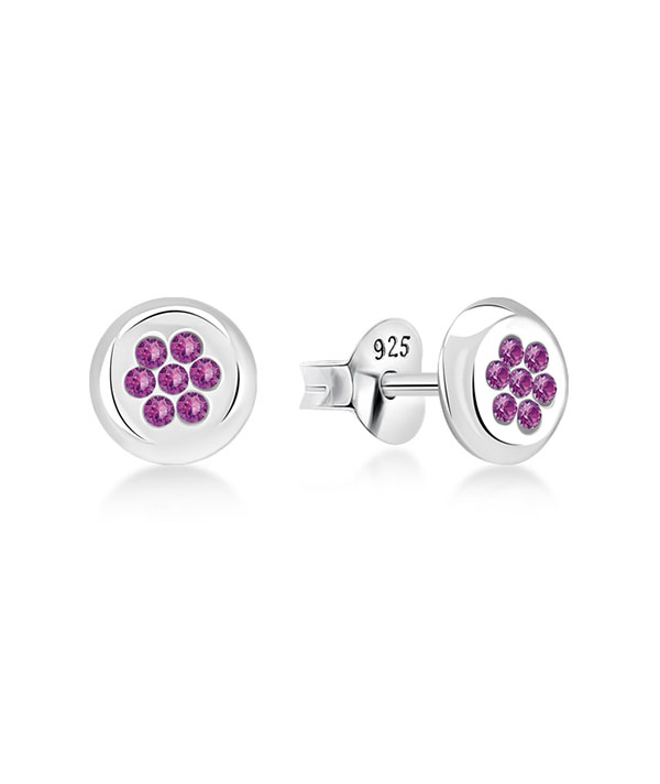 925 Sterling silver stud with crystals.