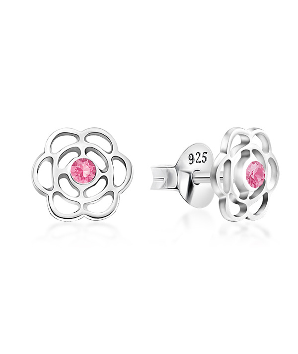 925 Sterling silver stud with crystals.