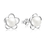 925 Sterling silver stud with synthetic pearl.