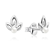 925 Sterling silver stud with synthetic pearl.