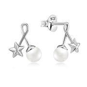 925 Sterling silver stud with synthetic pearl.