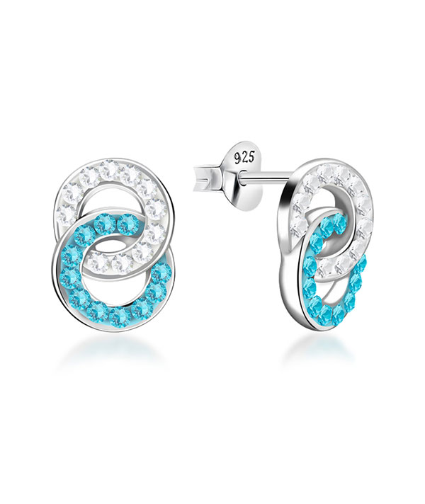 925 Sterling silver stud with multi crystals.
