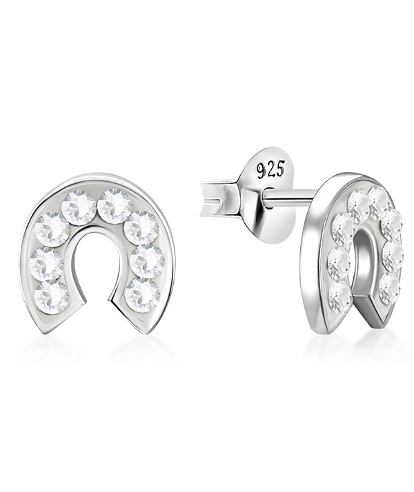 925 sterling silver multi crystals stud.