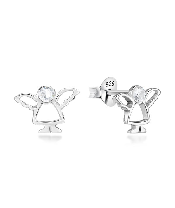 Guardian Angel Stud Earrings in Sterling Silver