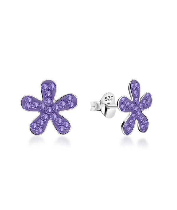 925 Sterling silver stud with multi crystals.