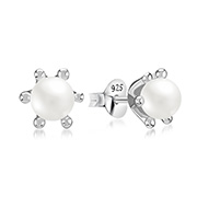 925 Sterling silver stud with synthetic pearl.