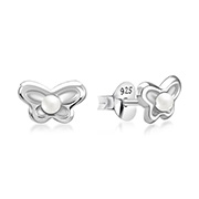 925 Sterling silver stud with synthetic pearl.