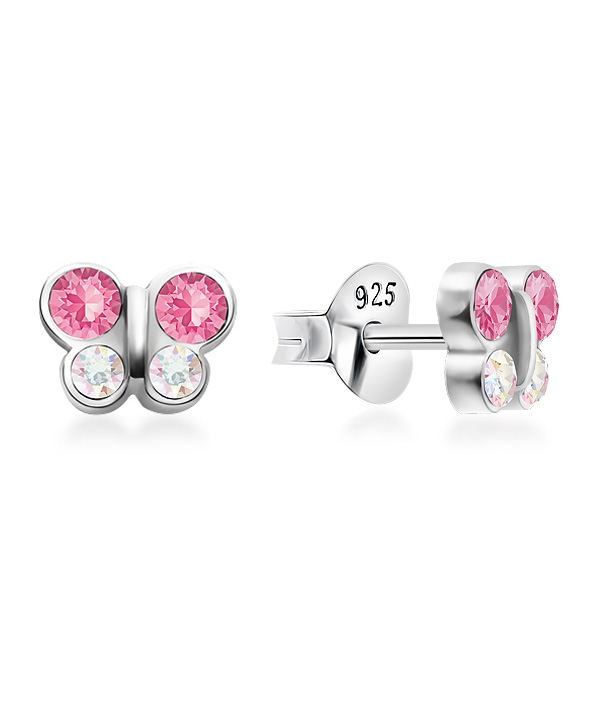 925 Sterling silver stud with crystals.